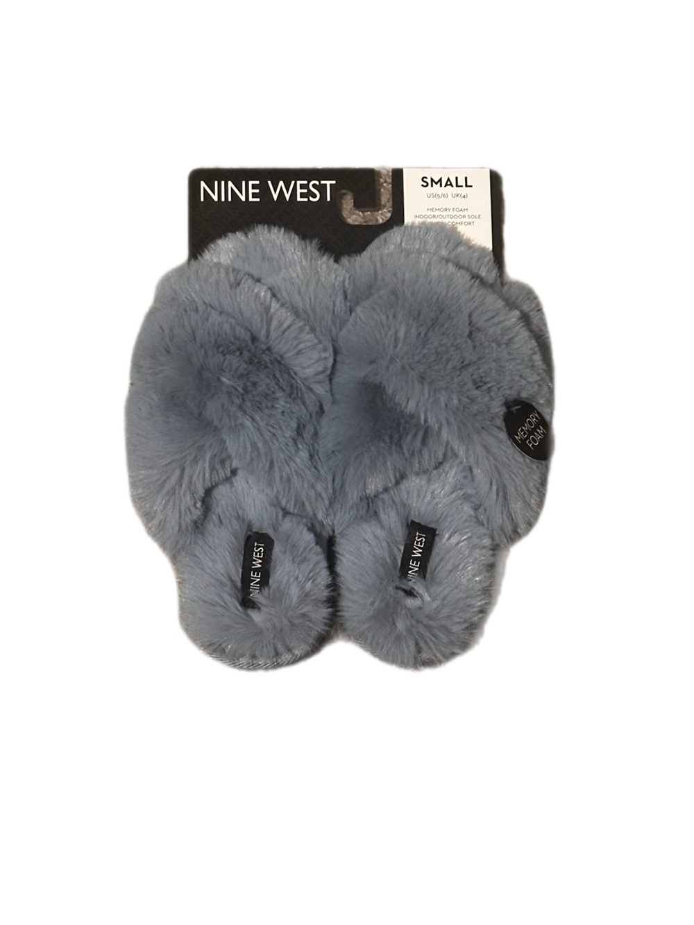 Nine West Women's Gray Faux Fur Slide Slippers